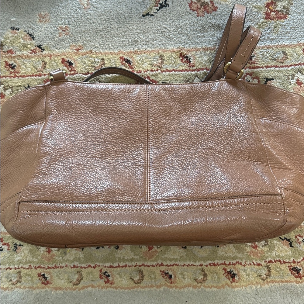 Coach Park Carrie British Tan Leather Tote Bag Rehab Project - Picture 5 of 13